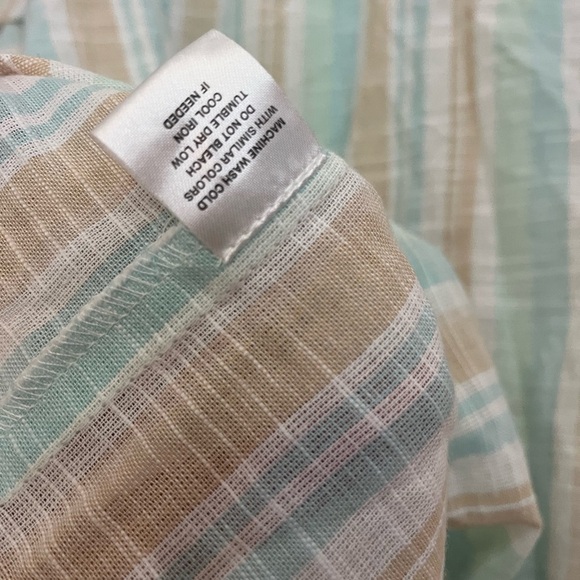 French Laundry Green Blue Ruffled Bib Collar Blouse - Picture 8 of 8